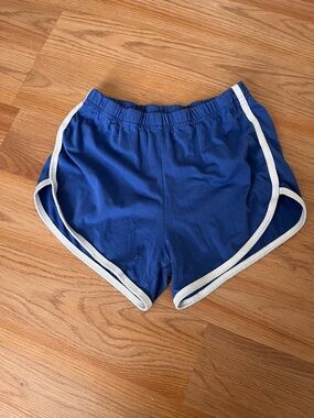 Blue Women's Athletic Shorts with White Trim